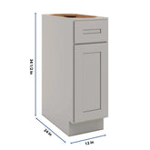 CNC Luxor Misty Grey 12" W Single Door Base Cabinet W/ 1 Pullout Shelf