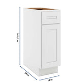 CNC Luxor 5-Piece White 12" W Single Door Base Cabinet W/ 1 Pullout Shelf