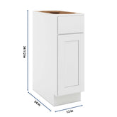 CNC Luxor White 12" W Single Door Base Cabinet W/ 1 Pullout Shelf