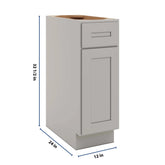 CNC Luxor 5-Piece Misty Grey 12" W Single Door Base Cabinet W/ 2 Pullout Shelf