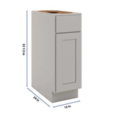 CNC Luxor Misty Grey 12" W Single Door Base Cabinet W/ 2 Pullout Shelf