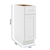 CNC Luxor 5-Piece White 12" W Single Door Base Cabinet W/ 2 Pullout Shelf