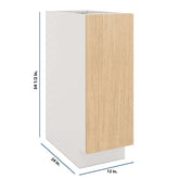 Modernform Cabinet Natural Oak 12" W X 34 1/2" H X 24" D Full Height Single Door Base Cabinet
