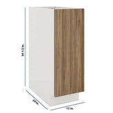 Modernform Cabinet Walnut 12" W X 34 1/2" H X 24" D Full Height Single Door Base Cabinet