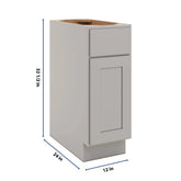 CNC Luxor Misty Grey 12" W X 32 1/2" H Single Door Base Cabinet