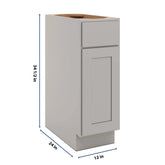 CNC Luxor Misty Grey 12" W Single Door Base Cabinet
