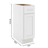 CNC Luxor 5-Piece White 12" W Single Door Base Cabinet