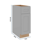 J&K Castle Grey S5 Single Door Standard Base Cabinet - 12" W