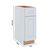 J&K White Shaker S8 Single Door Standard Base Cabinet - 12" W