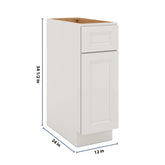 J&K Pure B5 Single Door Standard Base Cabinet - 12" W