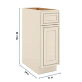 J&K Pearl Glazed H9 Single Door Standard Base Cabinet - 12" W