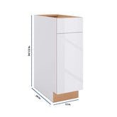 Modernform Cabinet Gloss White 12" W X 34 1/2" H X 24" D Single Door Base Cabinet