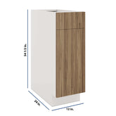 Modernform Cabinet Walnut 12" W X 34 1/2" H X 24" D Single Door Base Cabinet