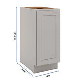 CNC Luxor Misty Grey 15" W Full Height Single Door Base Cabinet W/ 1 Pullout Shelf