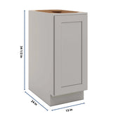 CNC Luxor Misty Grey 15" W Full Height Single Door Base Cabinet W/ 2 Pullout Shelf