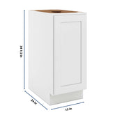 CNC Luxor 5-Piece White 15" W Full Height Single Door Base Cabinet W/ 2 Pullout Shelf