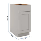 CNC Luxor Misty Grey 15" W Single Door Base Cabinet W/ 1 Pullout Shelf