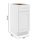 CNC Luxor 5-Piece White 15" W Single Door Base Cabinet W/ 1 Pullout Shelf