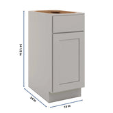CNC Luxor Misty Grey 15" W Single Door Base Cabinet W/ 2 Pullout Shelf