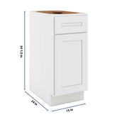 CNC Luxor 5-Piece White 15" W Single Door Base Cabinet W/ 2 Pullout Shelf