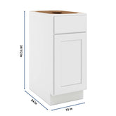 CNC Luxor White 15" W Single Door Base Cabinet W/ 2 Pullout Shelf