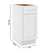 CNC Luxor 5-Piece White 15" W Single Door Base Cabinet