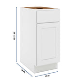 CNC Luxor White 15" W Single Door Base Cabinet