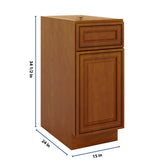 J&K Mocha Glazed K10 Single Door Standard Base Cabinet - 15" W
