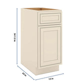J&K Pearl Glazed H9 Single Door Standard Base Cabinet - 15" W