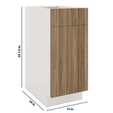 Modernform Cabinet Walnut 15" W X 34 1/2" H X 24" D Single Door Base Cabinet