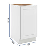 CNC Luxor 5-Piece White 18" W Full Height Single Door Base Cabinet W/ 2 Pullout Shelf