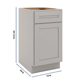 CNC Luxor 5-Piece Misty Grey 18" W Single Door Base Cabinet W/ 1 Pullout Shelf