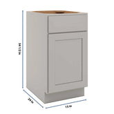 CNC Luxor Misty Grey 18" W Single Door Base Cabinet W/ 1 Pullout Shelf