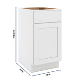 CNC Luxor White 18" W Single Door Base Cabinet W/ 1 Pullout Shelf