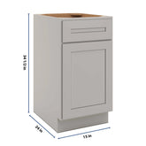 CNC Luxor 5-Piece Misty Grey 18" W Single Door Base Cabinet W/ 2 Pullout Shelf