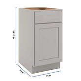 CNC Luxor Misty Grey 18" W Single Door Base Cabinet W/ 2 Pullout Shelf