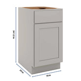 CNC Luxor Misty Grey 18" W Single Door Base Cabinet