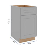 J&K Castle Grey S5 Single Door Standard Base Cabinet - 18" W