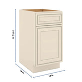 J&K Pearl Glazed H9 Single Door Standard Base Cabinet - 18" W