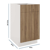Modernform Cabinet Walnut 18" W X 34 1/2" H X 24" D Single Door Base Cabinet