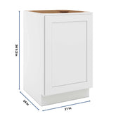 CNC Luxor 5-Piece White 21" W Full Height Single Door Base Cabinet W/ 1 Pullout Shelf