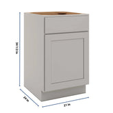 CNC Luxor Misty Grey 21" W Single Door Base Cabinet W/ 1 Pullout Shelf