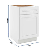 CNC Luxor 5-Piece White 21" W Single Door Base Cabinet W/ 1 Pullout Shelf