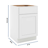 CNC Luxor White 21" W Single Door Base Cabinet W/ 1 Pullout Shelf