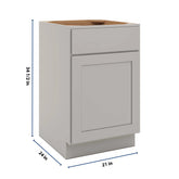 CNC Luxor Misty Grey 21" W Single Door Base Cabinet W/ 2 Pullout Shelf