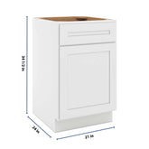 CNC Luxor 5-Piece White 21" W Single Door Base Cabinet W/ 2 Pullout Shelf