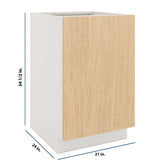 Modernform Cabinet Natural Oak 21" W X 34 1/2" H X 24" D Full Height Single Door Base Cabinet