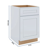 J&K White Shaker S8 Single Door Standard Base Cabinet - 21" W