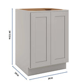 CNC Luxor Misty Grey 24" W Full Height Double Door Base Cabinet W/ 2 Pullout Shelf