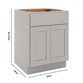 CNC Luxor Misty Grey 24" W X 32 1/2" H Single Drawer Double Door Base Cabinet